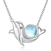 Dolphin Necklace for Women 925 Sterling Silver Moonstone Animal Jewelry Gifts for Dolphin Lovers