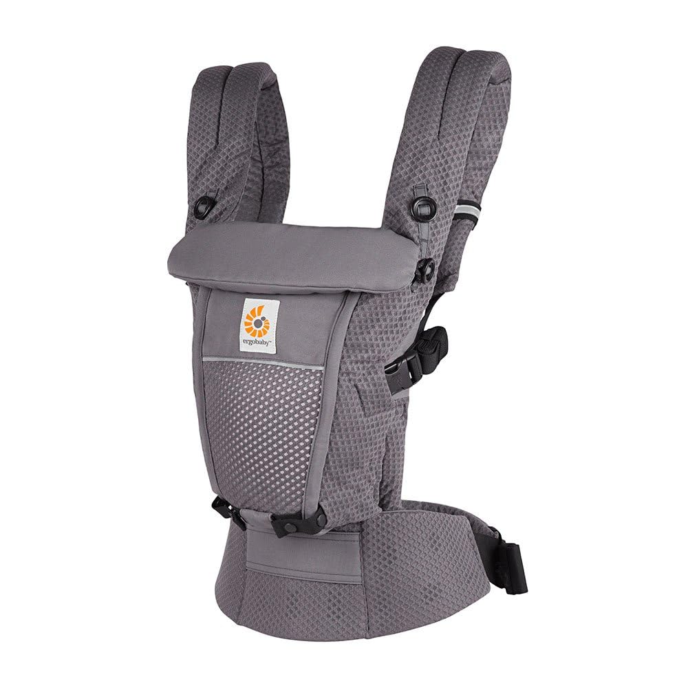 Ergobaby Adapt Carrier for Newborns from Birth, 3 Positions SoftFlex Mesh, Ergonomic Baby Front-Inward and Back Carry Position, Graphite Grey