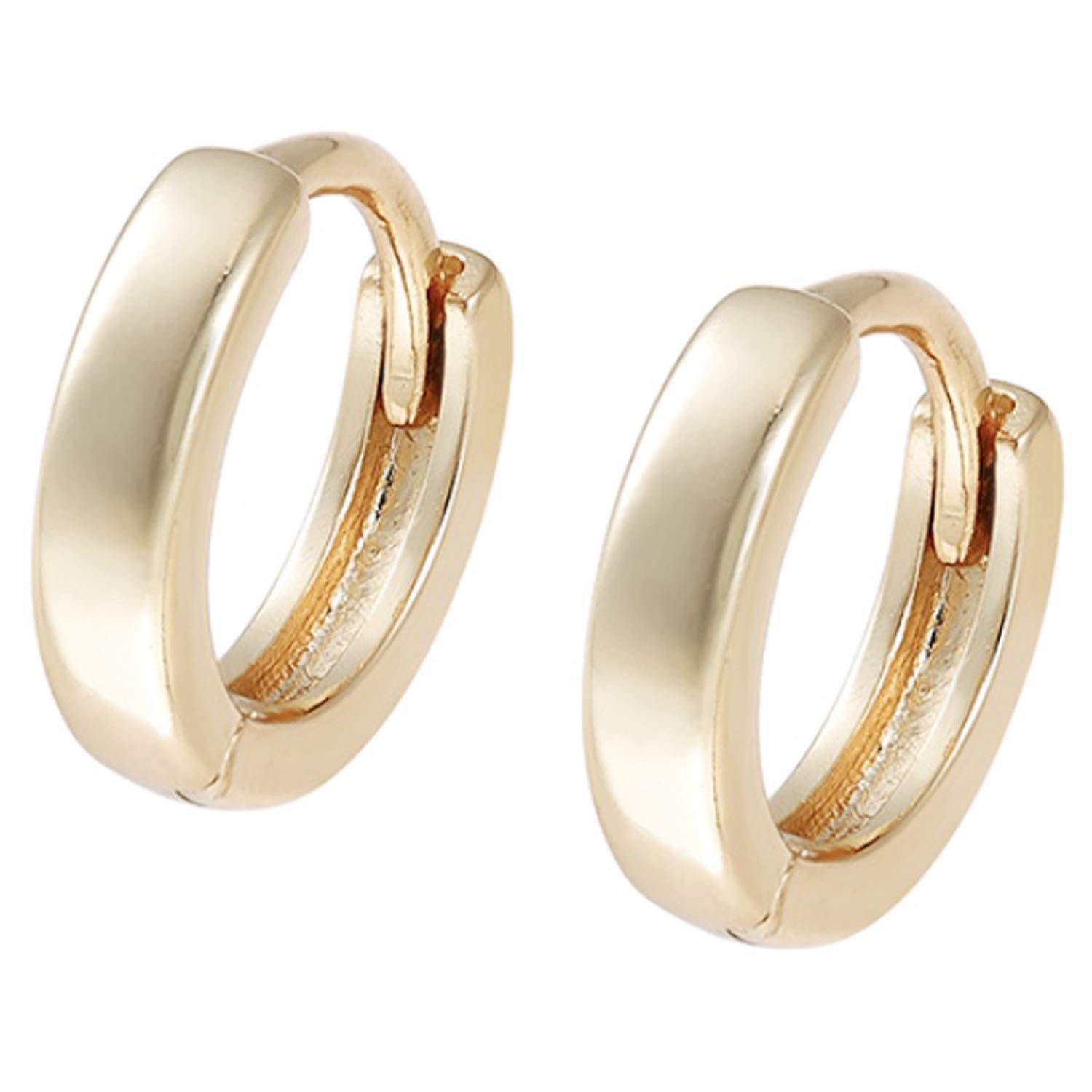 AT Jewellery - 18ct Gold Filled Small Simple Plain 9mm Huggie Hoop Earrings