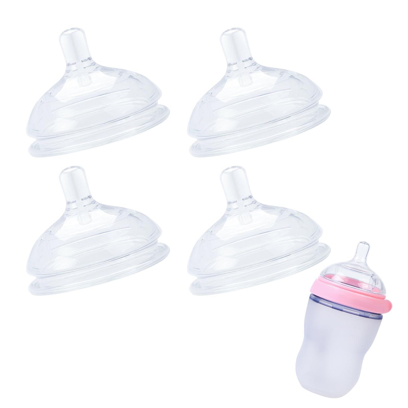 Photo 1 of 4 Pack Replacement Silicone Nipples Compatible with Comotomo 5oz / 8oz Bottle, Fast Flow, 6+ Months