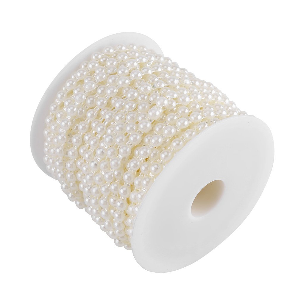 6mm simulation half-sided double-wire bead 25m/roll (beige), Clothing Accessories