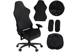 Master Pink Gaming Chair Cover, Ergonomic Office Computer Game Chair Slipcovers, Stretchy Polyester Covers, 4pc/Set with Armrest Covers/Back/Seat Cover for Reclining Racing Gaming Chair Black