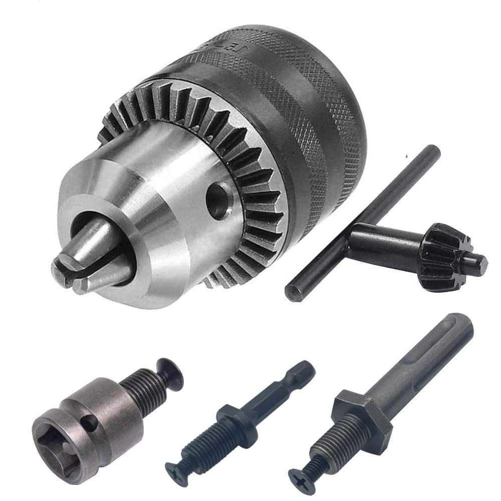 Bestgle 1.5-13mm Drill Chuck Adapter Mount 1/2-20UNF Quick Change Connect Conversion Chuck with 1/4" Quick Change Hex Shank, SDS-Plus Shank and 1/2" Square Female Adapter