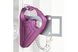 URGEEO Portable Door Lock for Travelers, Sturdy Metal Hotel Door Lock, Front Door Lock Security for Motel Home Office Apartment Bedroom, Privacy & Safety Essential (Purple, 1 Pack)