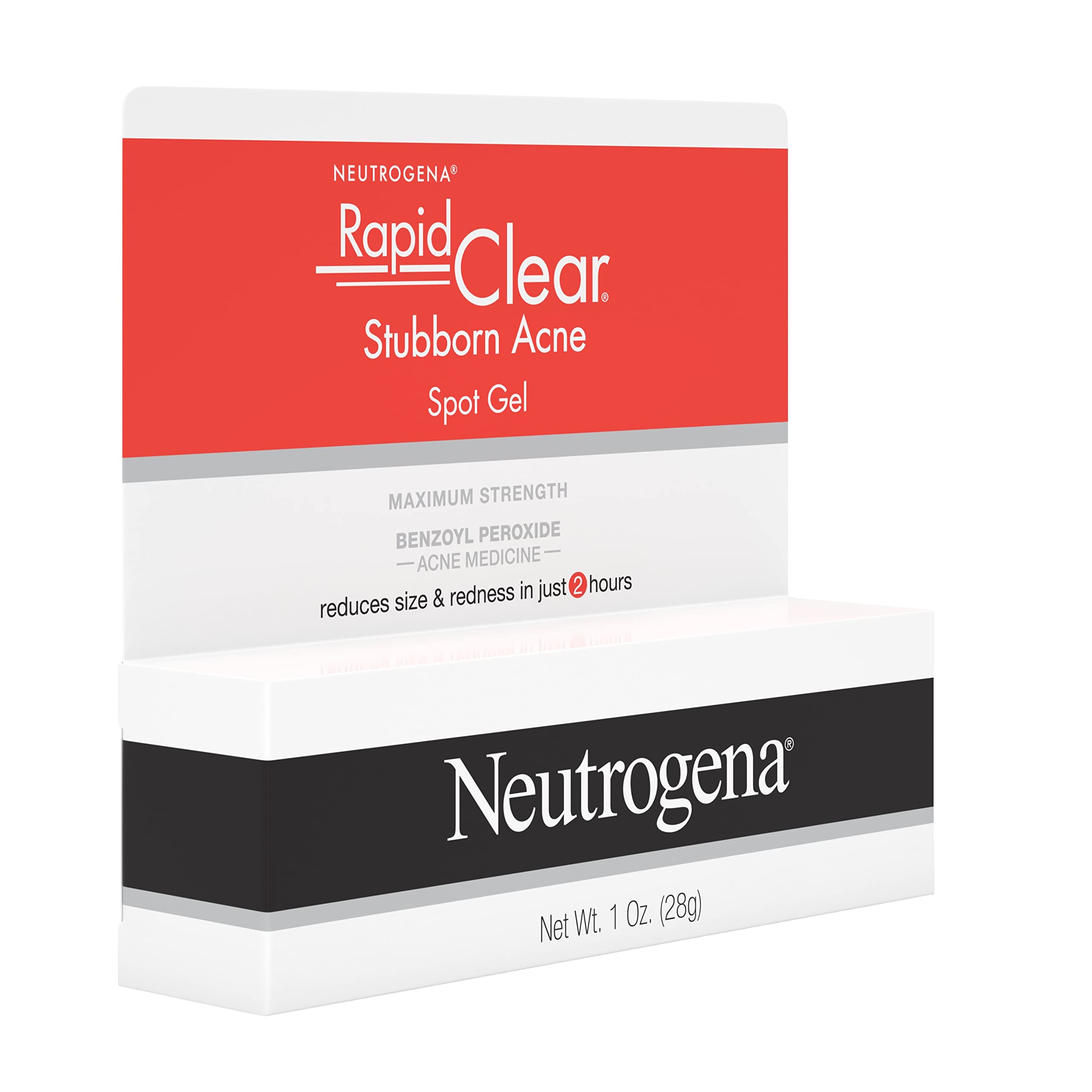 Neutrogena Rapid Clear Stubborn Acne Spot Treatment Gel, Maximum Strength 10% Benzoyl Per-oxide Treatment Medication for Acne Prone Skin, Pimple Cream Reduces Size & Redness, 1 oz