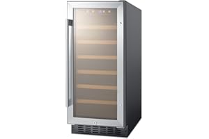 Summit SWC1535B 15" Built-In Undercounter Glass Door Wine Cellar with Lock and Digital Controls, Glass/Black