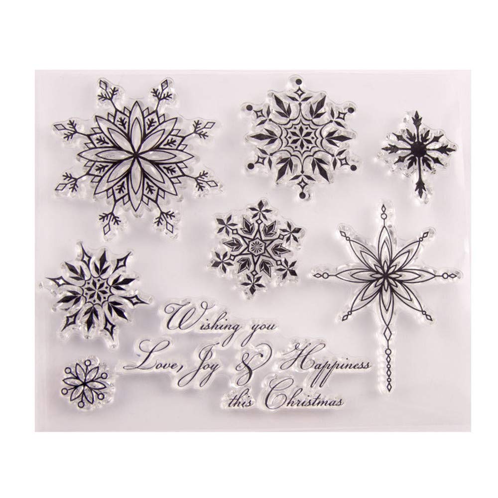 Merry Christmas Christmas Snowflakes Sayings Verses Clear Stamps for Christmas Cards Making Decoration and Scrapbooking Rubber Stamps for Craft