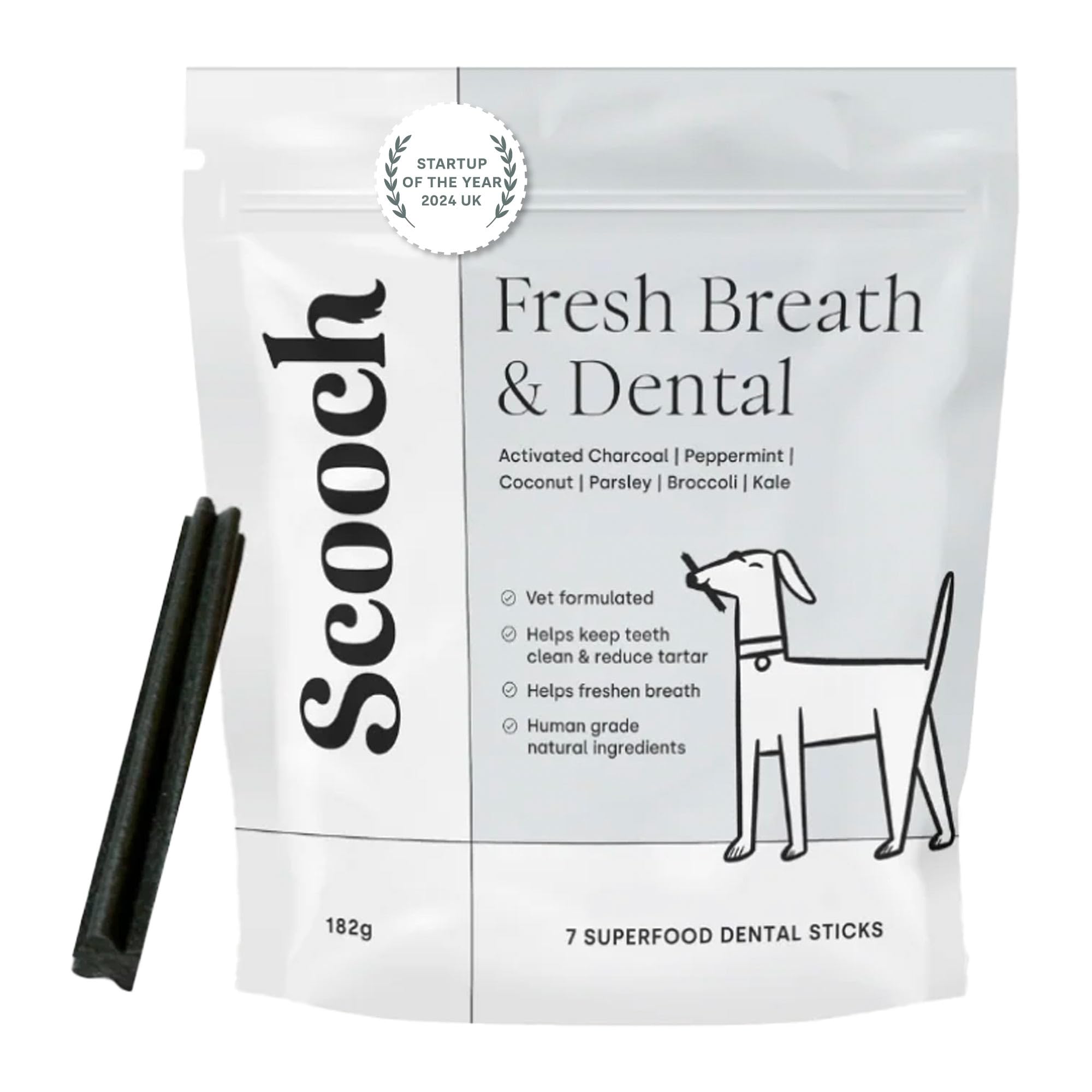 Scooch Dental Stick Chews for Dogs | No Nasties | Freshen Breath & Keep Teeth Clean | Reduce Tartar | Eliminate Bacteria | Plant-Based | Peppermint Flavour