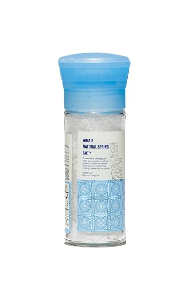 3.8OZ BODRUM CO. NATURAL SPRING SALT GRINDER – PREMIUM UNREFINED MINERAL, LOW SODIUM, 84 ESSENTIAL MINERALS, POLLUTION-FREE, KOSHER CERTIFIED