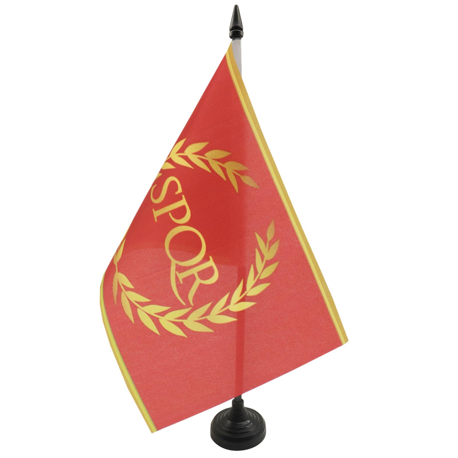 AZ FLAG Roman Empire Table Flag 5'' x 8'' - Roman Empire Office Decoration 100% Polyester 21 x 14 cm - Mini Desk Flag with Pole and Black Plastic Base
