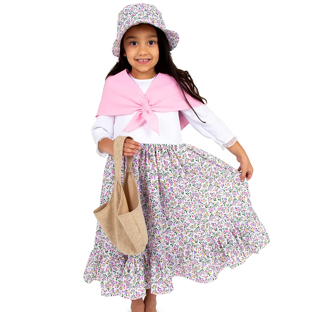 PRETEND TO BEE Victorian Flower Seller Dress Up Costume for Kids, 9-11 Years