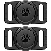 GOCII for Airtag Dog Collar Holder 2 Pack,Waterproof Dog Collar Holder for Apple AirTag(Gen 1 &amp; 2),Silicone Air Tags Case for Dog Collars(Black)