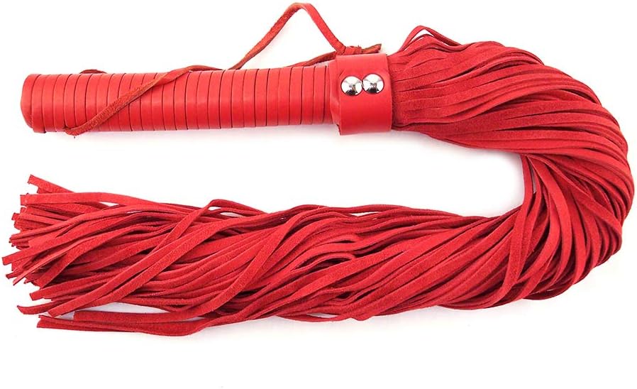 Rouge Garments One Size Red Leather Handle, Suede Flogger