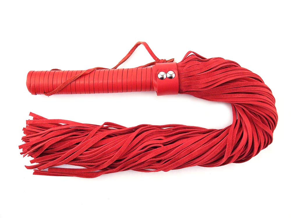 Rouge Garments One Size Red Leather Handle, Suede Flogger