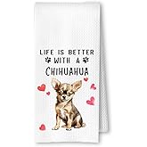 ArtisaEura Chihuahua Dog Kitchen Towels, Chihuahua Gifts for Women Dish Tea Towels for Kitchen Decor, Dog Lovers Mom Gifts Decorative Hand Towel for Bathroom, 16x24 Inches