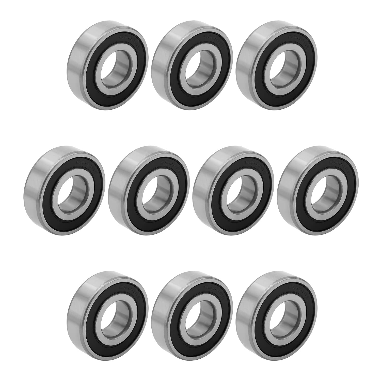 Othmro 10pcs 6204-2RS Deep Groove Ball Bearing, 20mm x 47mm x 14mm Double Shielded Bearings, High Carbon Steel Bearing