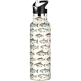 IHCVHQX Sport Water Bottle 20 oz Vintage Fishes Kids Stainless Steel Vacuum Insulated Water Flask for Gym School