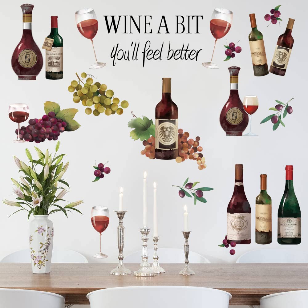 Runtoo Wall Stickers Wine Glass Wall Sticker Kitchen Fruit Quotes Deco Stickers Kitchen Dining Room Restaurants Decoration