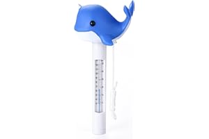 MKLZ Pool Thermometer Floating, Easy Read Pool Temperature Thermometer Large, Cute Water Temp Floater with String for Cold Plunge, Outdoor & Indoor Swimming Pools, Hot Tub, Ice Bath, Spas（Whale）