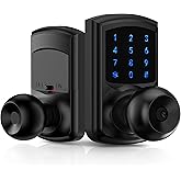HIDALIFE Keyless Entry Door Lock, Keypad Door Lock with Handle, Digital Electronic Touchscreen Knob with One-Slide Passage Mo
