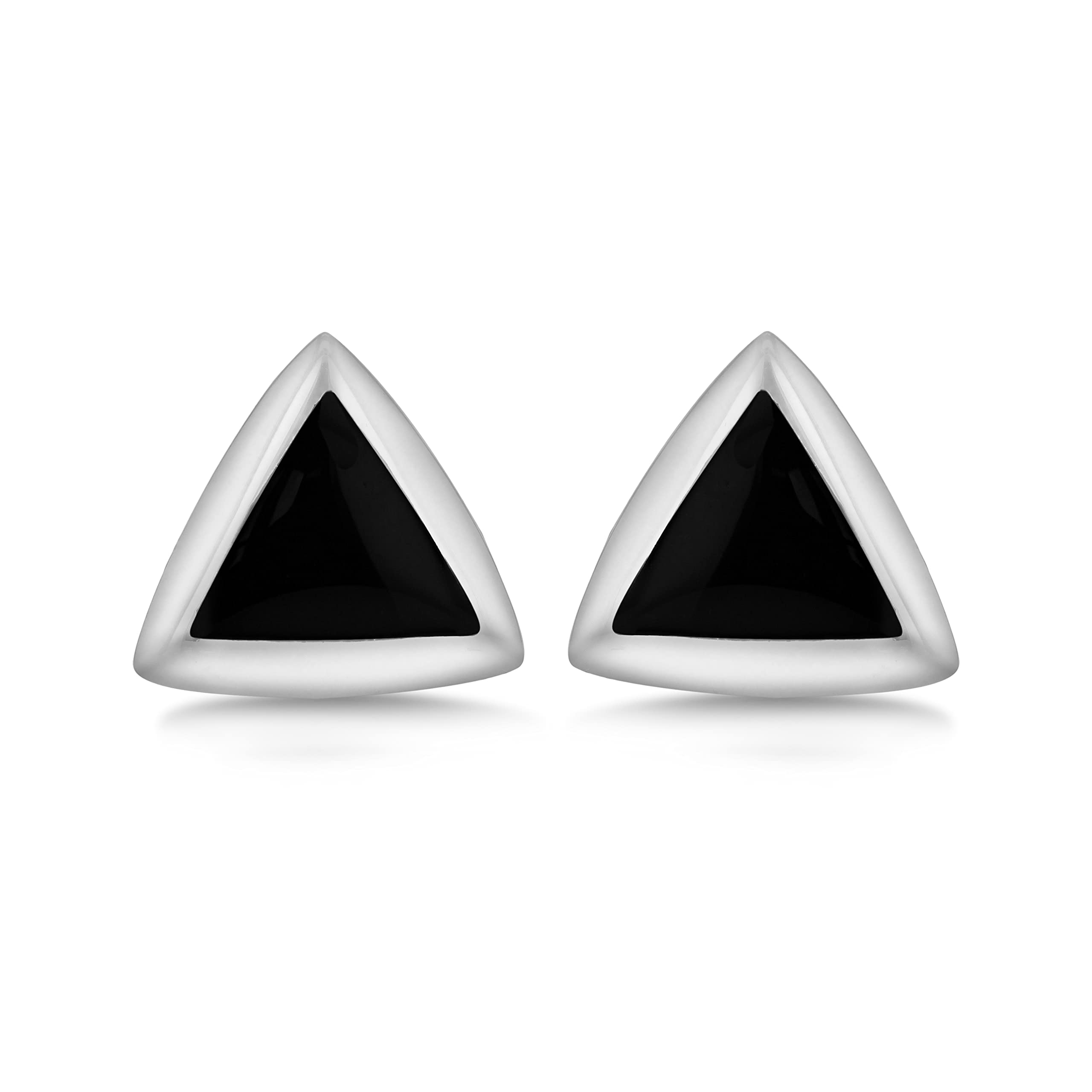Tuscany Silver Men's Sterling Silver Onyx Triangle Cufflinks