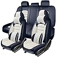 5 Seat Covers for Toyota FJ Cruiser 2007-2014,Premium Nappa Leather Car Seat Covers Car Seat Cushions,Waterproof Soft Seat Covers for Cars,Interior Accessories Airbag Compatible（Luxury-Blue&White）