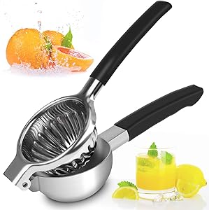 MakerHawk Manual Fruit Juicer, Citrus Juicer Machines 304 Squeezer Stainless Steel with Silicone Handles Juicer, Perfect for Juicing Oranges, Big Lemons Limes