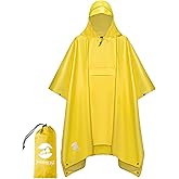 SaphiRose Extra Thick Hooded Rain Poncho Double Layer Waterproof Raincoat Jacket for Men Women Adults