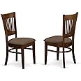 East West Furniture Vancouver Kitchen Dining Linen Fabric Upholstered Wooden Chairs, Set of 2, Espresso