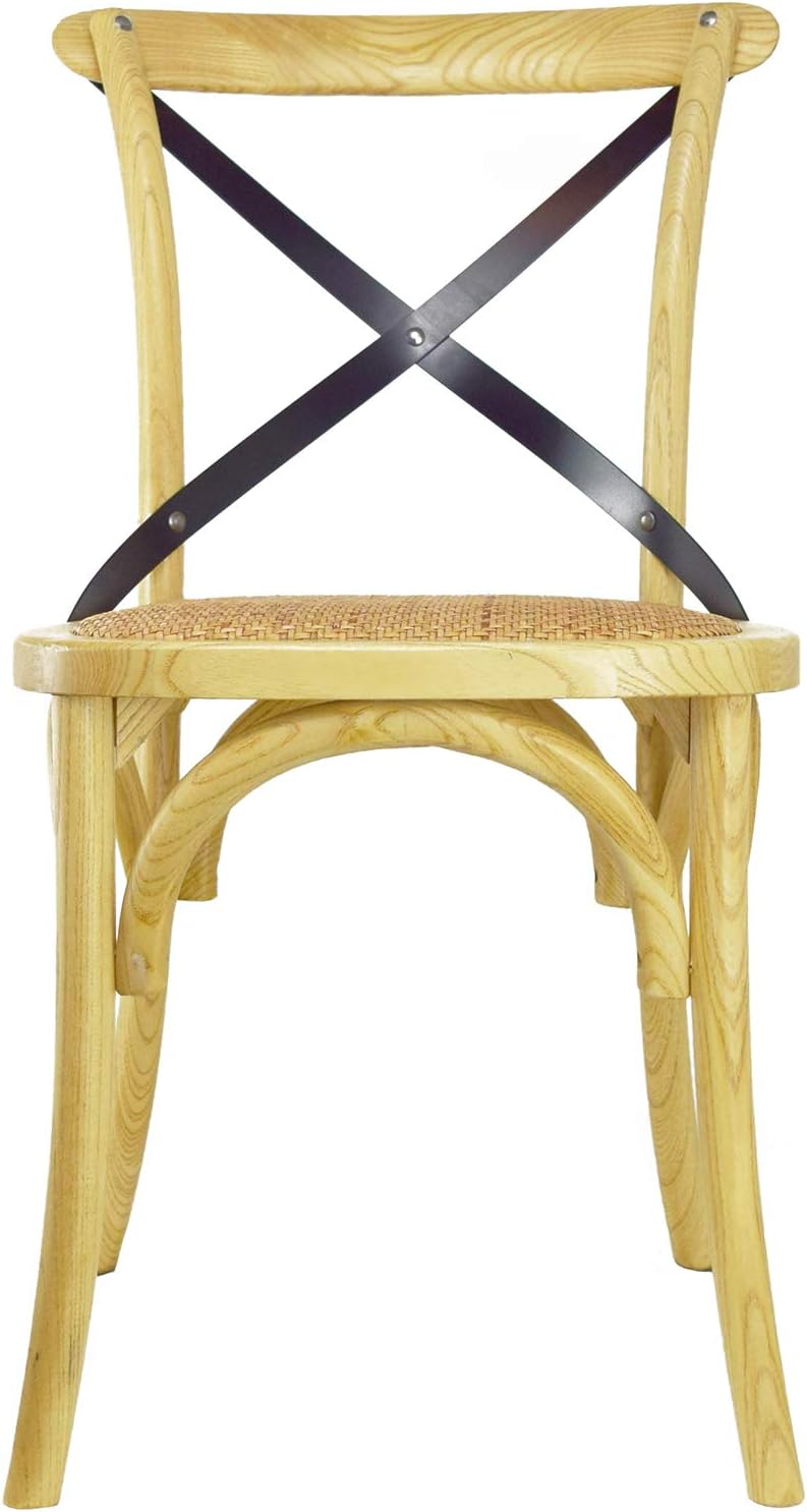 2xHome CH-Cross Dining Chair, Natural,1 piece