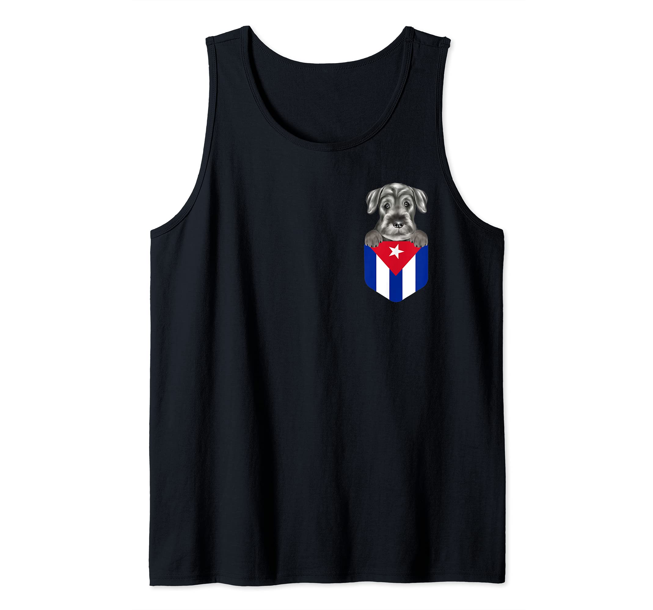 Cuba Flag Standard Schnauzer Dog In Pocket Tank Top