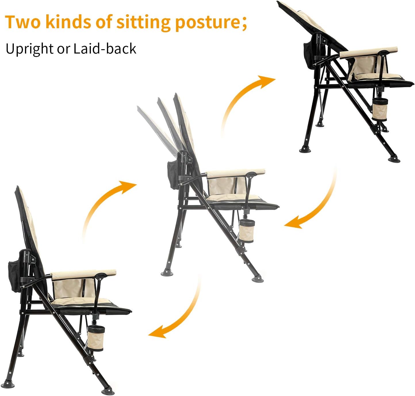 Realead Adjustable Oversized Camping Chair Heavy Duty Folding Chair High Back Support Beach Chair Travel Portable Chair Padded Hard Arm Steel Frame Outdoor Chair Supports 400 lbs: Kitchen & Dining