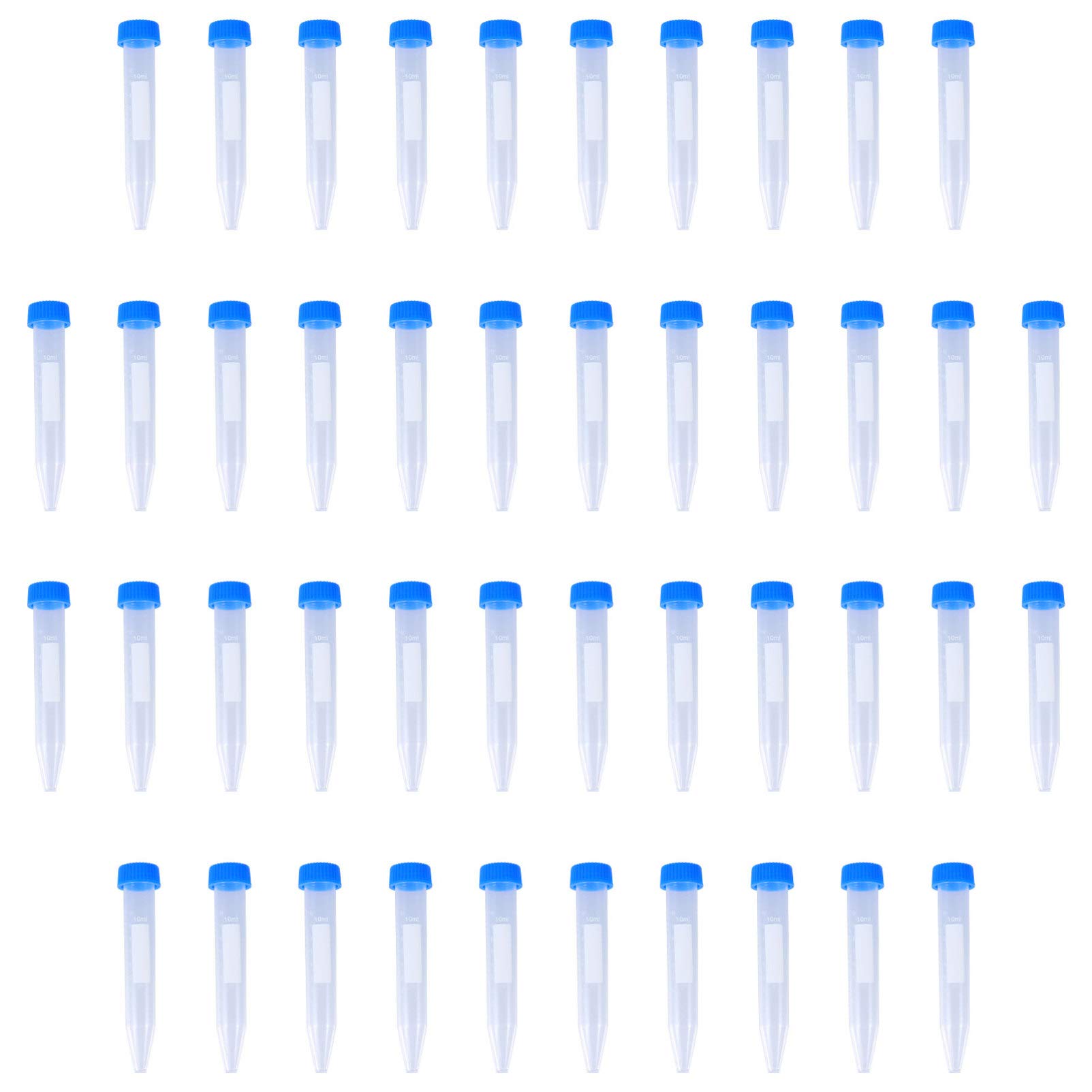 iplusmile Conical Tube, 100Pcs Plastic Tubes with Screw Cap, 10ml Tubes with Graduated Marks for Lab Science