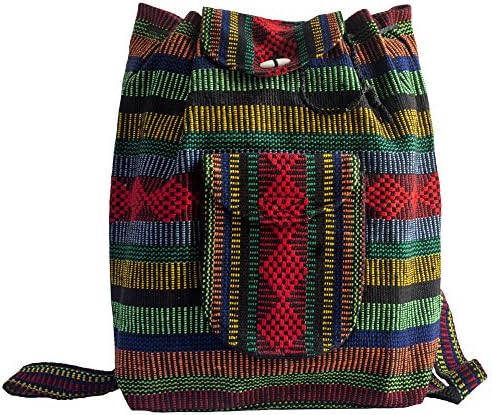 Hand-woven Ethnic School Backpack (Red, Green, Black, Yellow, Blue, Orange)