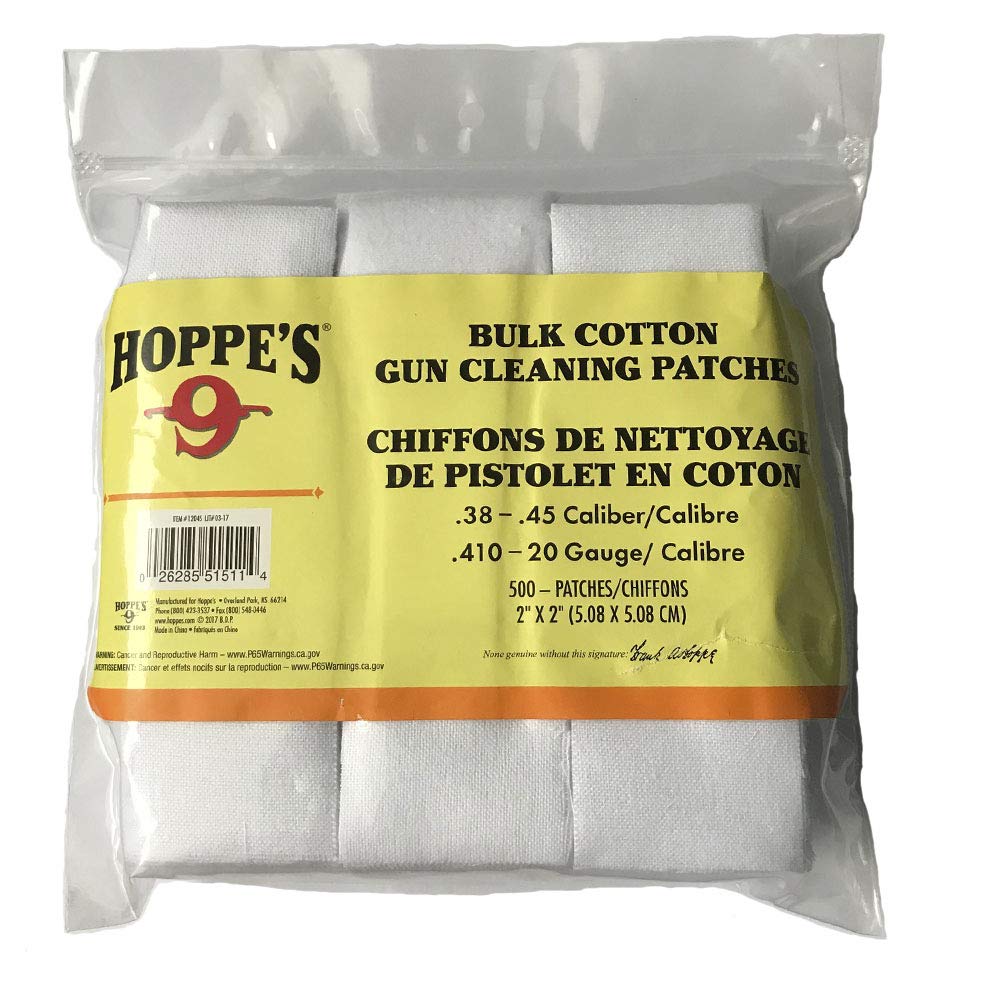 Hoppe's No. 9 Gun Cleaning Patch, .38.45 Caliber/.41020Guage (500 Pack) Gun