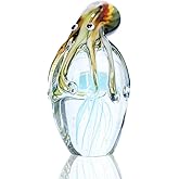 QFkris Glass Octopus Figurine for Home Decor, 5.5" Blown Glass Octopus Paperweight for Home Decoration Desk, Gift for Summer Thanksgiving Christmas Valentines Day