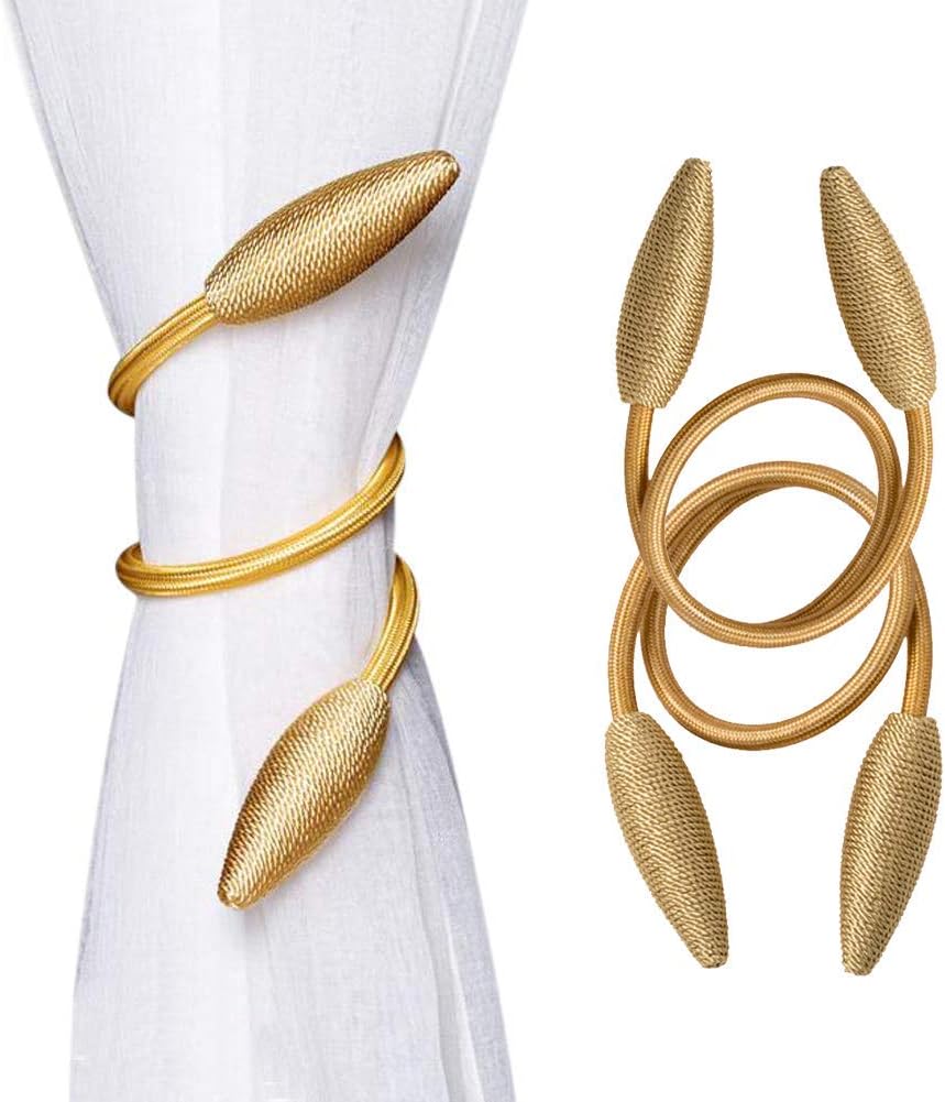 Rose-only 2Pcs Curtain Tiebacks, Gold 