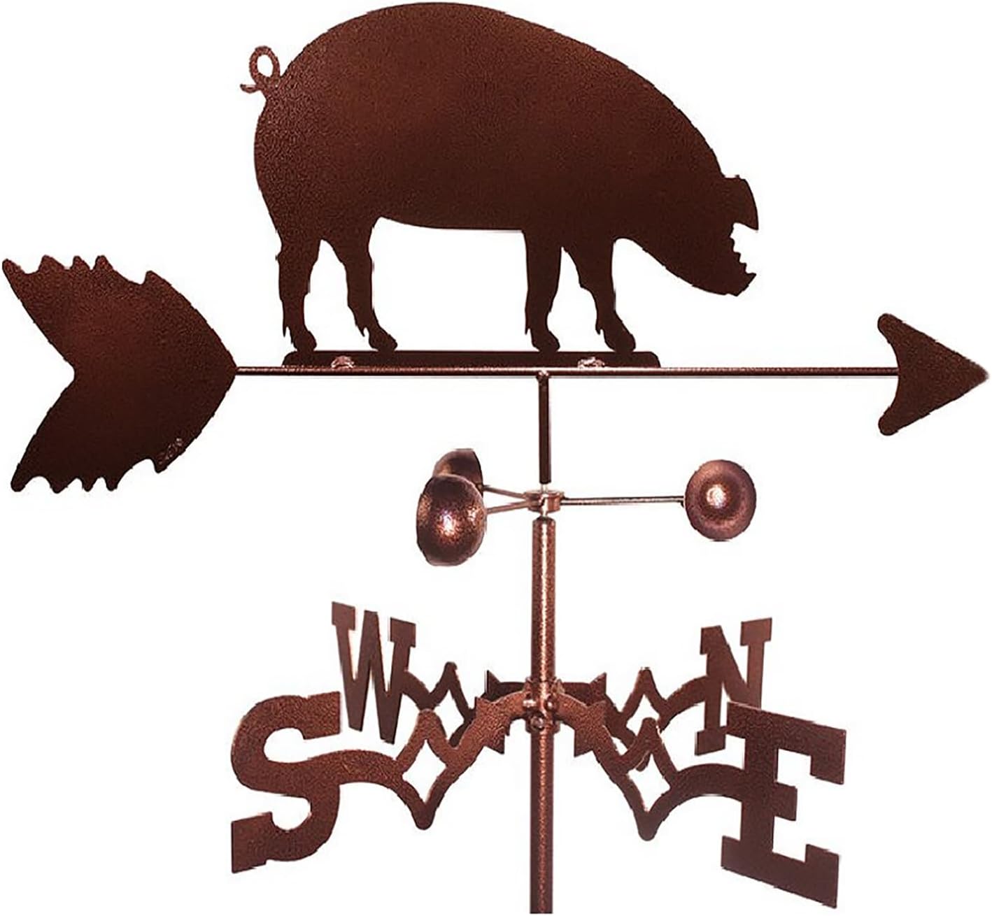 Weathervanes - Pigs Metal Weathervane, Animal Weathervane for Roof, Brown 21 * 13inch, Measuring Wind Speed Direction, Decoration Accessories for Garden Farm Yard Lawn