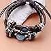 Lureme Blue Cracked Bead Charm Multi Strand Braided Leather Bracelet for Women Men 06000473-1