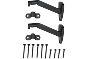 HAJXZH 2 PCS Handrail Stair Brackets Heavy Duty Hand Railing Brackets Matte Black Banister Support for Most Stair Handrail