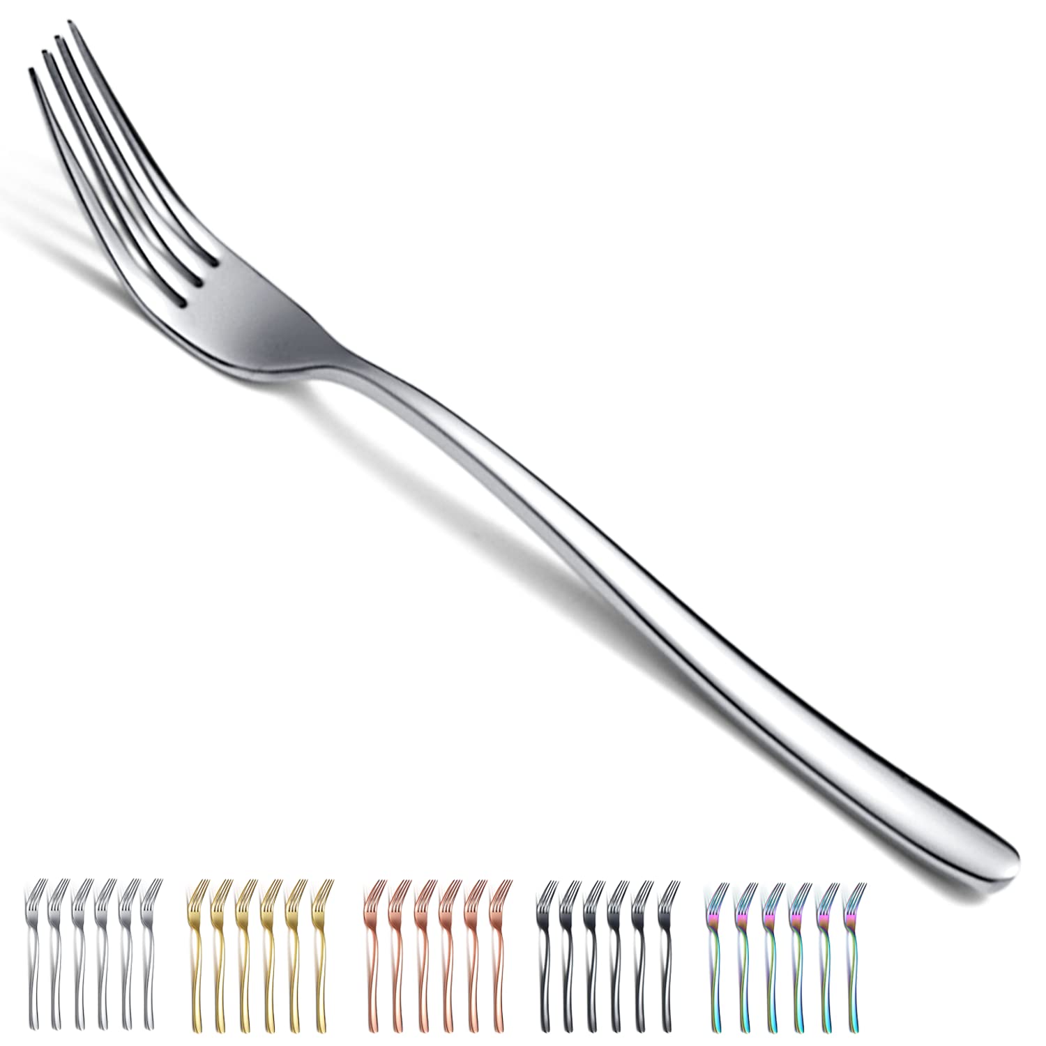 Dinner Forks 6 Pieces, Kyraton Stainless Steel 21.5cm Table Forks Cutlery Forks Set, Silverware Set, Dishwasher Safe.