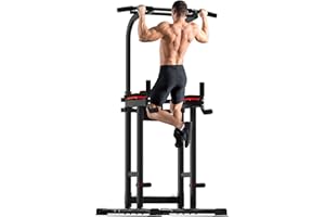 Outdoor Basic Power Tower, Pull Up Bar and Dip Station for Home Gym, 1600LBS Weight Capacity, Adjustable Height, Heavy Duty Steel Frame for Calisthenics, Strength Training Fitness Equipment​