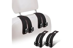 Walquicks Car Seat Back Storage Hook, 2-in-1 Car Seat Hooks for Headrest, 4 PCS Premium Leather Car Purse Hook Hangers, Suita
