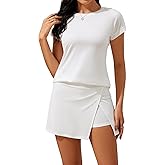 PUXOBYKU Women 2 Piece Shorts Set Sweatsuits 2026 Casual Summer Lounge Shorts Skirt Trendy Short Sleeve Matching Sets