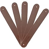 Hides &amp; Knives Leather Drawer Pulls in Plain Brown - Handmade, Child Safe, Chic Look, Flexible Length with pre-Made Holes, Sealed Pores Top Grain (5-Pack)