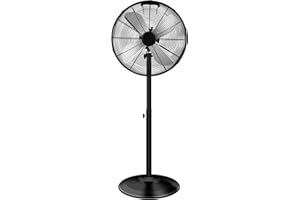 InfiniPower 16 Inch High Velocity Stand Fan, Adjustable Heights, 75°Oscillating, Low Noise, Quality Fan with 3 Settings Speeds, Heavy Duty Metal for Industrial, Commercial, Residential, Color Black