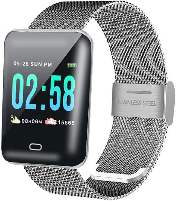 LBOJA Sports Heart Rate Blood Pressure Massage Phone Remind Smart Wrist Watch Bracelet - Silver