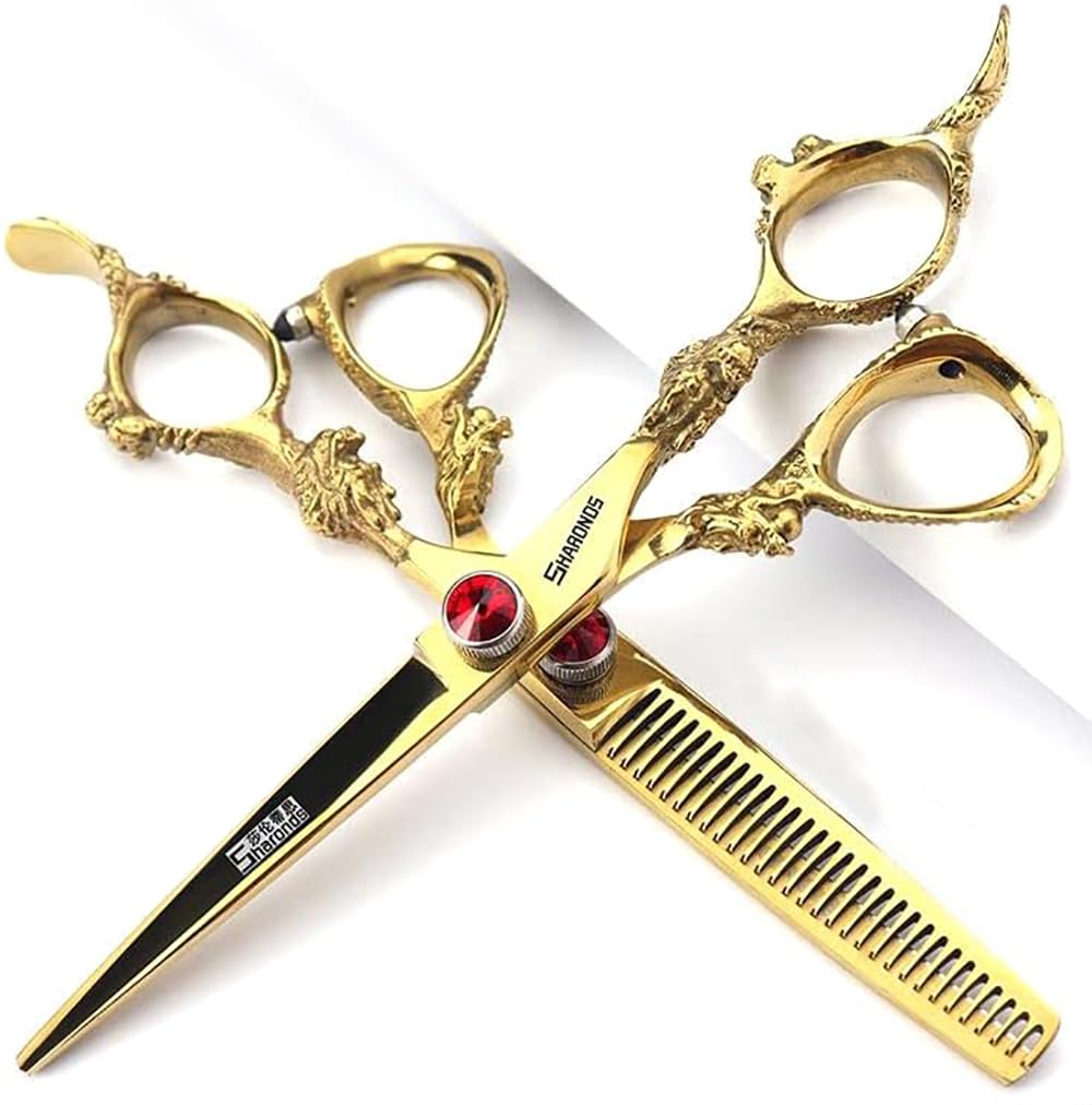 6/7/8/9-inch Professional Hair Clipper Set, Stainless Steel Sharp Hair Clippers, Hairdresser Specific Scissor (6 inches, 2 Pieces-A)