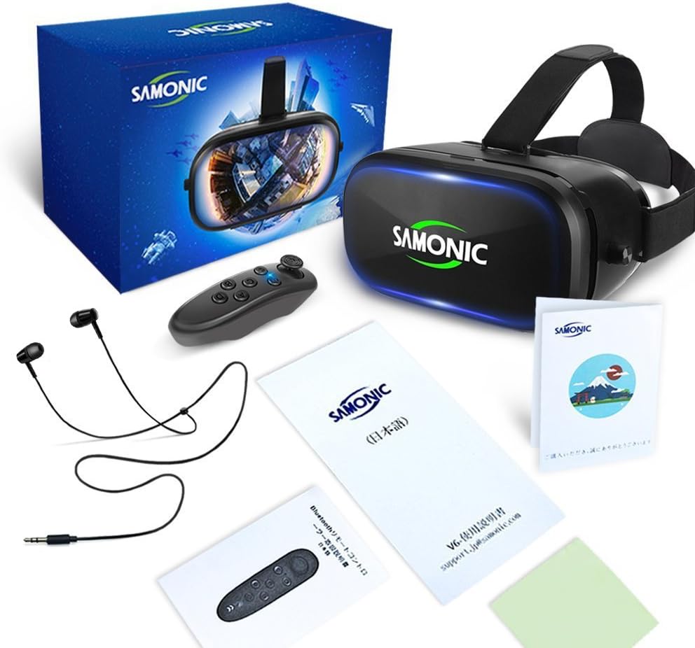 Amazon Co Jp Samonic 3d Vrゴーグル イヤホン Bluetoothコントローラ付属 ブラック パソコン 周辺機器