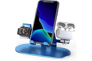 HORIME 3 in 1 Phone Stand for Desk Aluminum Apple Watch Charger Stand Phone Holder for iPhone 14 13 12 11 All Series, iWatch Series 8/SE2/7/6/SE/5/4/3/2, AirPods, iPad